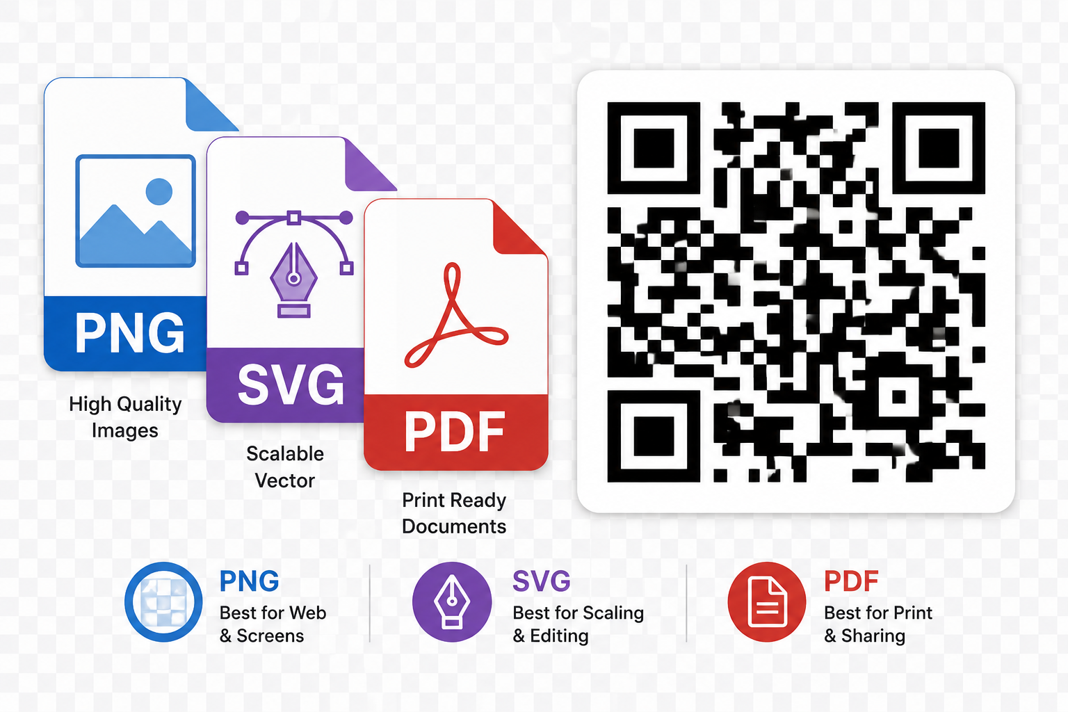 Transparent, High-Quality QR Code Downloads: PNG vs SVG vs PDF